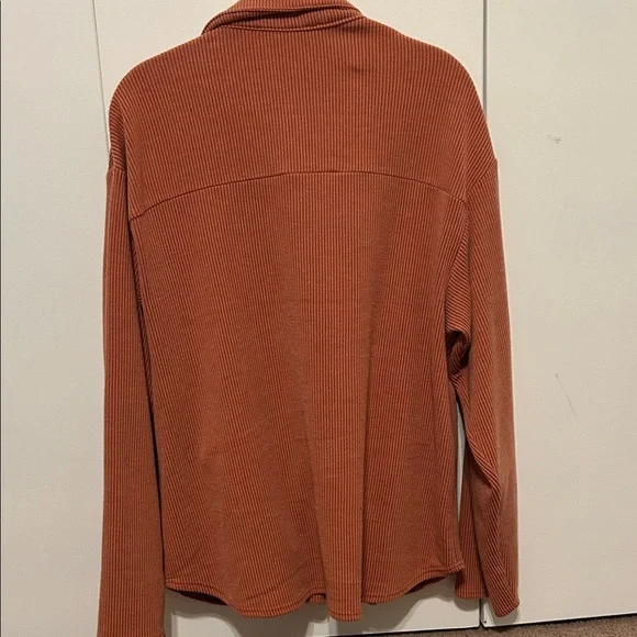 Peach Love California Terracotta Ribbed Shacket - Picture 5 of 8
